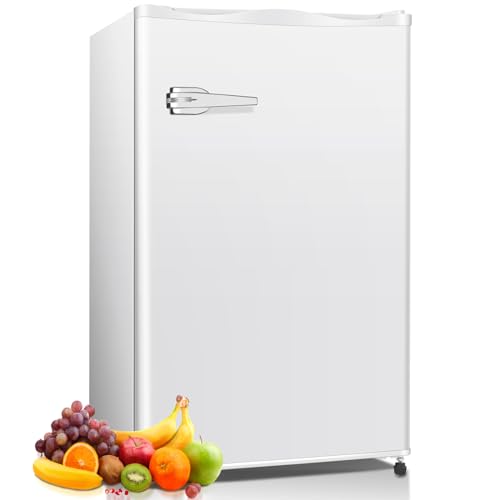 Mini Freezer 1.2 Cu.ft by R.W.FLAME, Upright Compact Freezer with Removable Shelf and Adjustable Temperature Control, Single Door Freestanding Freezer, Small Freezer for Home/Office/Apartment (Red)