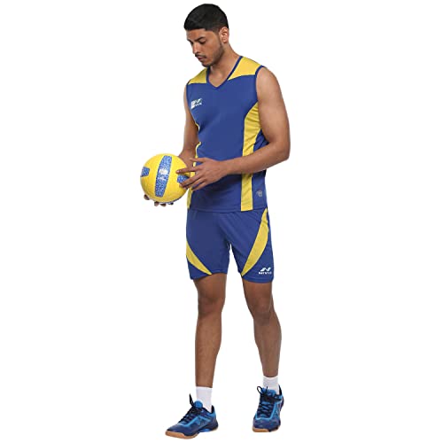 Image of Nivia Flash Volleyball Jersey Set for Men (XS, Royal Blue /Yellow)