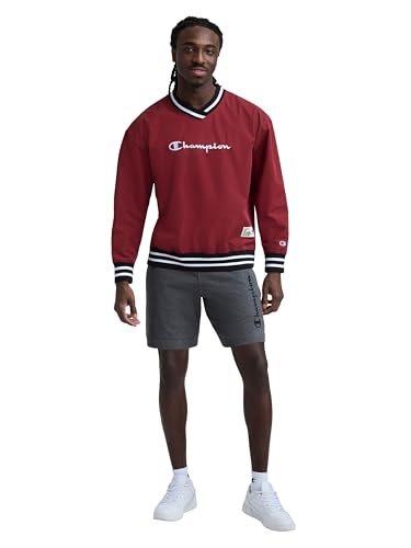 Image of Champion Men's Graphic Lounge Shorts, Standard Fit, 7 Inch Inseam, Script Logo, Lightweight 100% Cotton Jersey