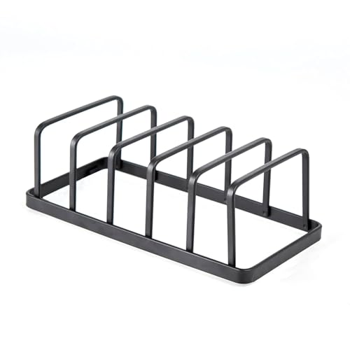 Image of Small Plate Stand Rack - Pack of 2 Black Iron Dish Rack Organizers for Countertop, Space-Saving 5-Slot Kitchen Plate Holder, 8.25 inch L x 5 inch W x 4.5 inch H
