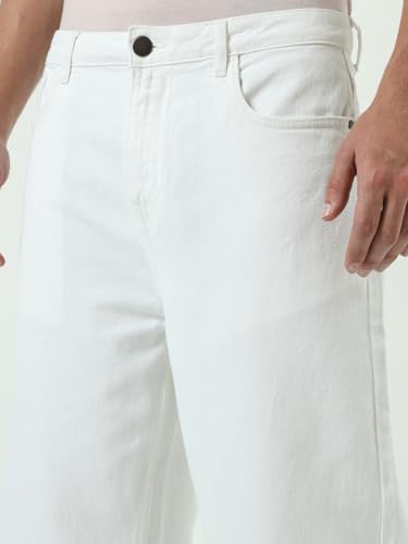 Image of Bewakoof Men's Solid Super Baggy Fit Cotton Jeans