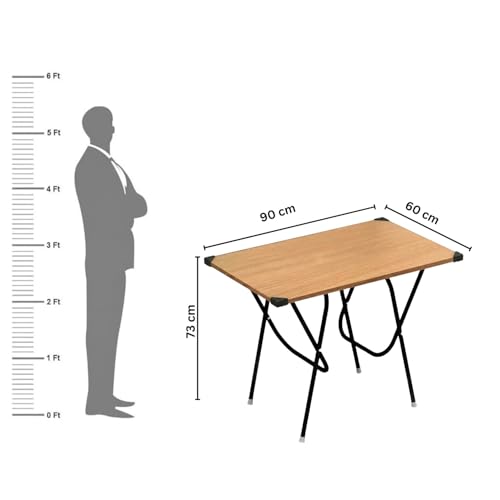 Image of Mighty Home Multipurpose Foldable Study Table | Laptop Desk for Home & Office | 2-Seater Dining Table | Portable Design | Safe Corner Protection | Engineered Wood Top & Metal Frame | Beige
