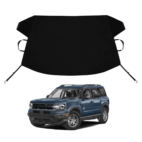 Image of Bronco Sport Custom Windshield Cover for Ice and Snow Fo-rd Bronco Sport Heavy Duty 600D Oxford Fabric Windshield Protector Fit Waterproof Hail Frost Cover Winter Car Accessories