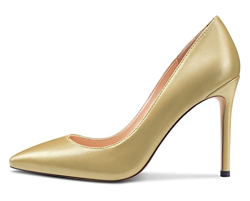 Aachcol Women Stiletto High Heel Pumps Pointed Toe Slip-on Dress Shoes Classic Office 4 Inch2