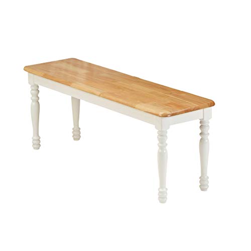 ACME Farmhouse Bench, Natural and White Finish