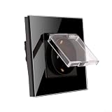 CNANRNANC wasserdichte Steckdose 16A Glasplatte Unterputz Außen(Black)