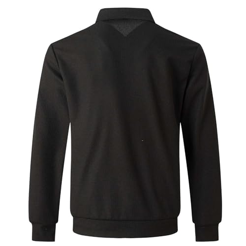 Mens Jacket Waffle Knit Spring Fall Lapel Silm-Fit Zip Up Trendy Jackets - image 4