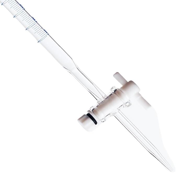 mikrobureta borokrzemowa, Biureta ze szkła borokrzemianowego klasy A z niebieską linią PTFE 5-50ml(Transparent 10ml)