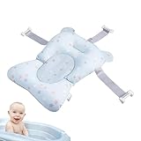Moxeupon Baby-Badewannenkissen für die Wanne,Faltbare rutschfeste Badewannenkissen-Stützmatte - Neugeborenen-Essentials mit Schnallen und 3 Sicherheitsgurten, für die Reise nach Hause, in die Wohnung