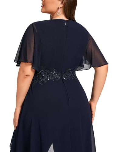 Plus Size Pantsuit Chiffon V Neck Mother of The Bride Pant Suits for Wedding Guest Formal Dresses Outfit Set2