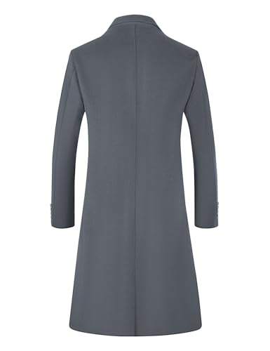 Image of ELETOP Men's Wool Trench Coat Winter Business Long Overcoat | Quilted Lined Warm Pea Coat, Business Casual, Notch Collar, Wool Blend