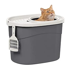 Iris Ohyama Arenero gato cubierto con pala, Hasta 7kg, Gris/Blanco, Caixa de areia para gatos, Caja, para gatos grandes y pequeños, Cerrado, Cagadero, WC, Libre de BPA, Cat Litter Box, TECL-20
