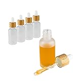 Hochwertige Glasflaschen mit Bambusdeckel aus Milchglas | Für nachhaltige DIY-Naturkosmetik | Mit Geschenkverpackung | Pipette für Kosmetik und Öle | genaue Dosierung | 5 Stück | 30ml | matt | Glas
