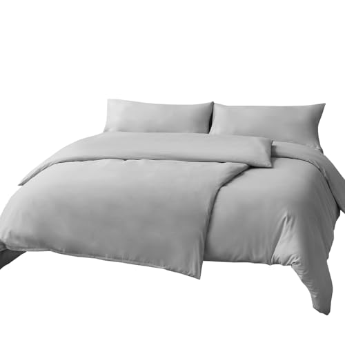 RUIKASI Bettwäsche 135x200 4teilig Grau - Hellgrau Mikrofaser...