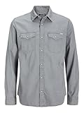 JACK & JONES Herren JJESHERIDAN Shirt L/S NOOS 12138115, Light Grey Denim/Slim, XXL