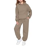 Girls Sweatsuit 2 Piece Outfits - Hoodie Sweatshirts and Sweatpants with Pockets Fall Winter Fashion Jogger Sets