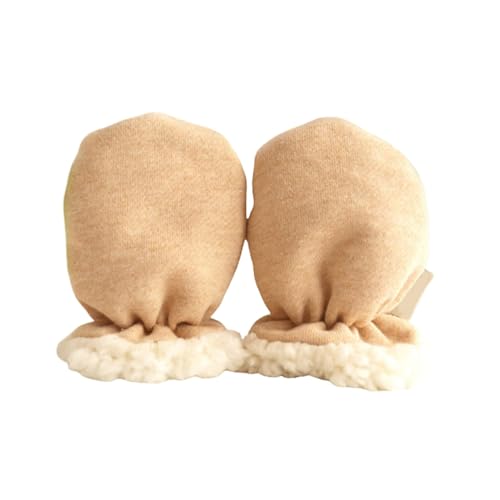 Scratch Gloves Thickened Cotton Hand Covers for Boy Girl Warm Mittens for Autumn Winter Light Brown for Newborns