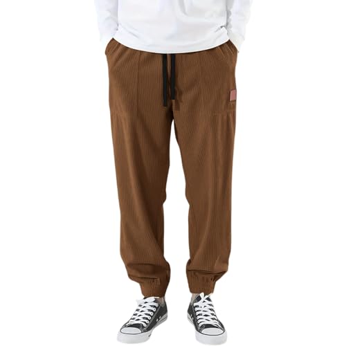 WENKOMG1 Mens Joggers Casual Lounge Corduroy Pants Drawstring Jogger with Pockets, S-3XL