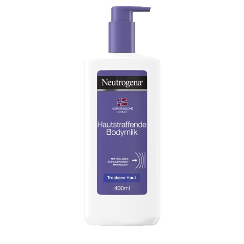 Neutrogena Leche corporal reafirmante (400 ml), loción corporal hidratante para piel notablemente más elástica, crema corporal de absorción instantánea con minerales activos, para piel seca