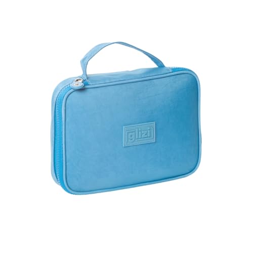 Glizi Estojo Box Escolar para 100 Lápis, com Alça, Necessaire Make, 32 Elásticos (Azul Claro)