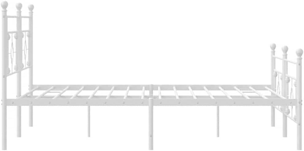 vidaXL 10'' King Metal Bed Frames with Headboard and Footboard, Platform Bed Frame with Strong Metal Slats Support, Under Bed Storage, Noise Free, White, Without Mattress