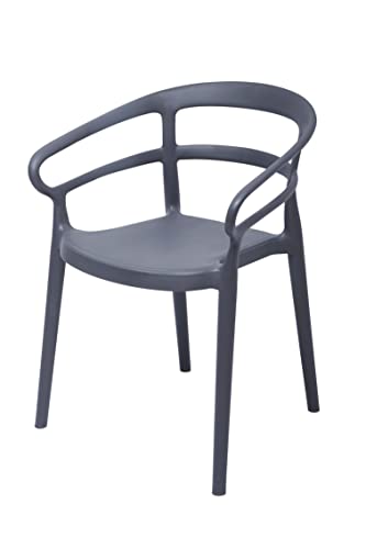 Amazon Basics Dark Grey, Curved Back Dining Chair-Set Of 2, Premium Plastic #TOP2