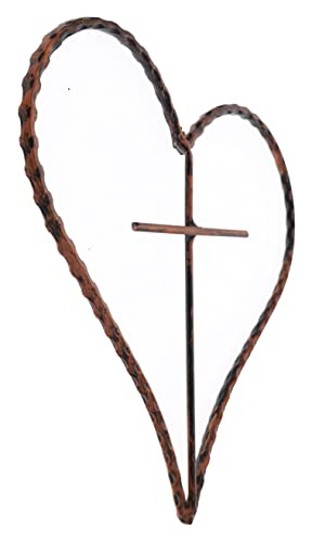 Top Brass Metal Heart/Cross Wall Decor - 12