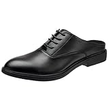 [NEARDREAM] ビジネスサンダル メンズ 会社 サンダル ルームシューズ ビジネス スリッパ スリッポン オフィス 革 紳士 職場 ドクター 室内履き 蒸れ 通気性 黑 26.5 cm