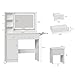 Haewon Makeup Vanity Desk with Mirror and Lights, White Vanity Table with Charging Station and 3 Lighting Modes, Dressing Table Set with Storage Chair Cabinet Drawers and Shelves for Bedroom
