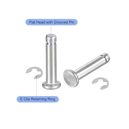 QUARKZMAN 20er Set M4x18mm 304 Edelstahl Zylindrischer Wellensicherungsring Positionierungsstift, Flachkopf gerillter Scharnierzylinder Positionierungsstift mit E-Clip Sicherungsring, Silber