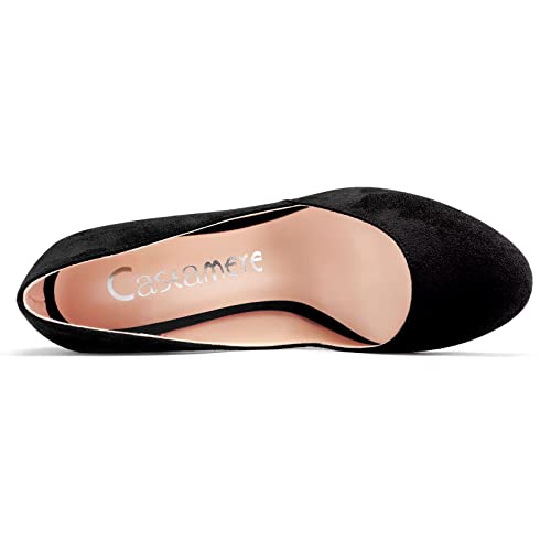 Castamere Women Chunky Block High Heel Round Toe Pumps Slip-on Office Party Dress 3.3 Inches Heels Shoes4