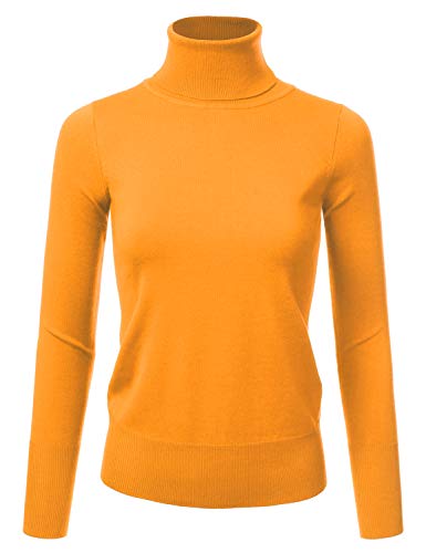 Image of Stretch Soft Knit Sweater Turtle Neck Long Sleeve Casual Lightweight Pullover Sweater for Womens with Plus Size
