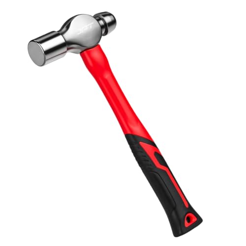 Image of JPT 1 lb Ball Peen Hammer (Ball Pein) | Forged Steel Head with Fiberglass Handle | Heavy Duty Engineering & Workshop Tool
