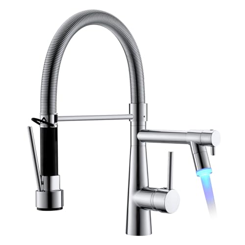 Timaco Grifo De Cocina Led Cromado Con Cerradura Y Alcachofa Extensible Giratorio 360 Pull-Down-Spray Alta Presión Grifo De Cocina Cromado Timaco Grifo De Cocina Led Cromado Con Cerradura Y Alcachofa Extensible Giratorio 360 Pull-Down-Spray Alta Presión Grifo De Cocina Cromado