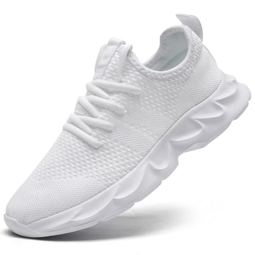 Womens Running Shoes Lightweight Breathable No Slip Sneakers Gym Athletic Workout Casual Sports Walking Tennis Shoes White 8