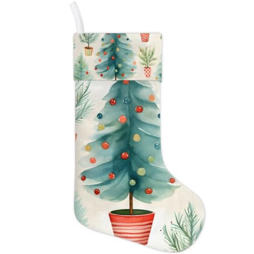 Christmas Stockings, 17.7in Christmas Tree Xmas Stocking Gift Treat Bags Graffiti Tree Xmas Stocking Hanging Ornaments for Xmas Party Gift Filler Fireplace Christmas Tree Decoration