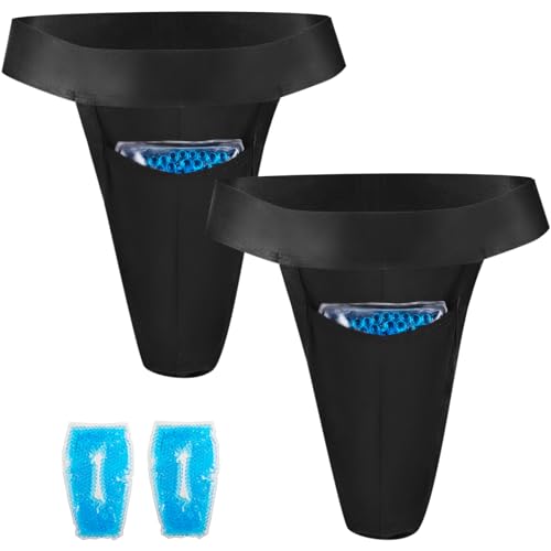 Janmercy 2 Pcs Vasectomy Underwear Vasectomy Jockstrap Vasectomy Briefs Mens Vasectomy Support Underwear with 2 Vasectomy Ice Packs for Support and Pain Relief, Vasectomy Gift for Men Black