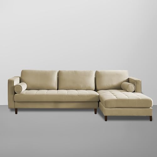 Image of Lezra RHS 4 Seater L Shape Sofa Set for Living Room (Cream Fabric) Premium Fabric Sofa