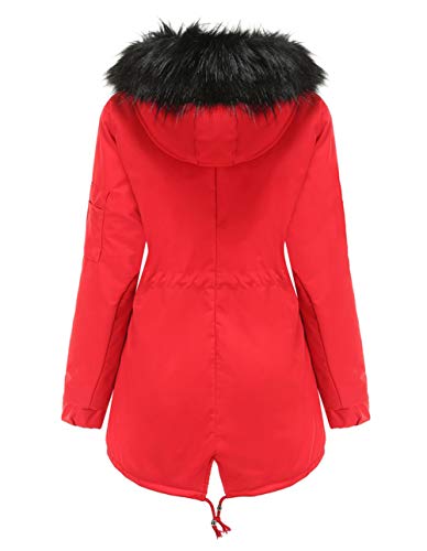 chouyatou Women's Winter Sherpa Lined Faux Fur Hooded Mid Long Safari Parka Coat2