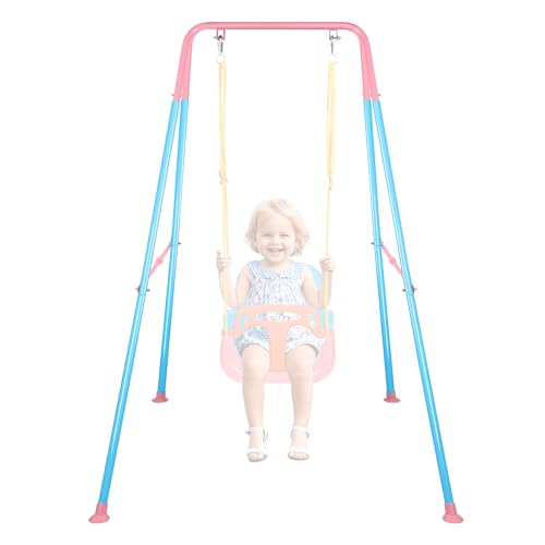 Image of Foldable Swing Stand for Kids, Heavy-Duty Metal Swing Frame for Indoor /Outdoor, Suitable for Most Baby Toddler Swings, Easy to Assemble & Store, Swings not Included