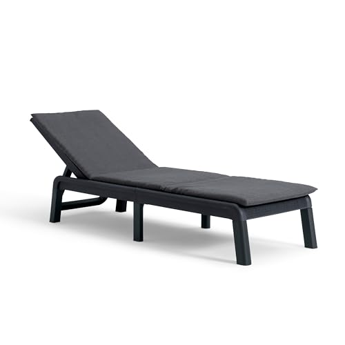 Keter Mallorca - Tumbona ajustable de 4 niveles - Gris | Tumbona reclinable para exteriores con textura efecto yute | Resina transpirable y resistente a la intemperie | Almacenamiento compacto | Fácil