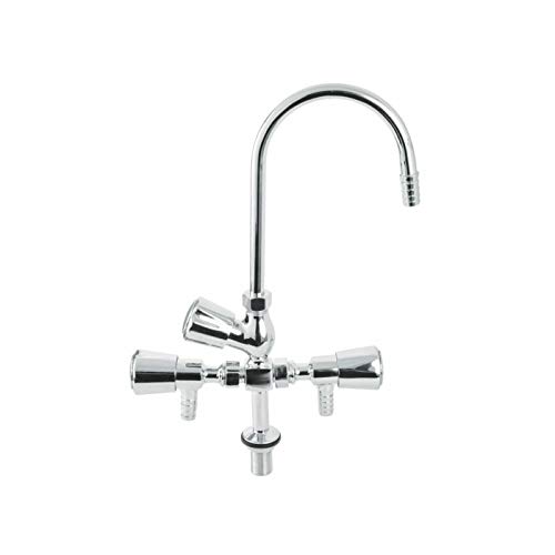 Viking 3-Way Brass Lab Cock – Extended Spout (166mm) – 15mm (1/2") Outer Thread – Polished CP – Ideal for Laboratories, Workshops & Industrial Settings