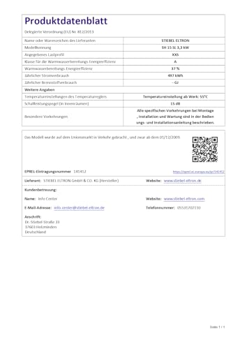 STIEBEL ELTRON Kleinspeicher SH 15 SL, 3,3 kW, druckfest, Übertisch, stufenlose Temperaturwahl über Drehwähler, Frostschutzstellung, Signallampe, 229479