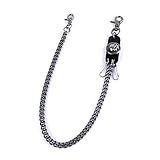 einzigartiges Design: Diese Hosenkette nimmt einen stilvollen Totenkopf-Design-Stil an, der bei jungen Leuten sehr beliebt ist. Sie eignet sich sehr gut für Rocksänger, Hip-Hop-Sänger, Motorradfahrer und Accessoires für Jeans. Sie können sie auch als Halskette tragen .