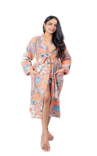 Image of Cotton Women Stylish Printed Kimono, Bath Robe,Night Wear Suit,Swim Wear, Night Dress, Beach Wear