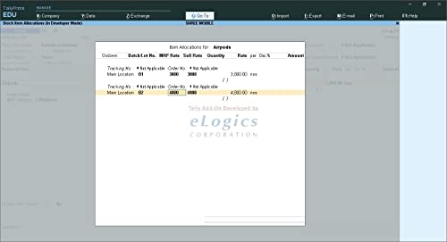 ELOGICS CORPORATION Auto Batch wise Sales & Rate in Batch Allocation Screen - Tally Add-On (E-mail Delivery - No CD) - Multi User - Image 4