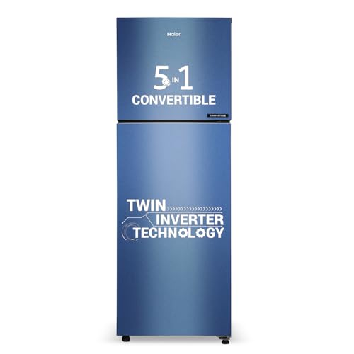 Image of Haier 240 L, 3 Star, 5 In 1 Convertible, Twin Inverter Technology, Frost Free Double Door Refrigerator (HEF-253GI-P, Green Inox)