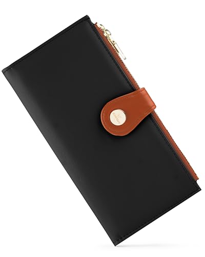 Image of Women's Slim Wallet,Thin RFID Card Holder with Zipper Pocket | 12 Slot Wallet Organizer, Large Capacity, Vegan Leather, Coin Purse, Cash Compartment, Travel Wallet, Women Gift