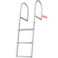 VEVOR Dockleiter 3 abnehmbare Stufen 227 kg Tragkraft, Ponton-Bootsleiter aus Aluminiumlegierung mit 8 cm breiter Stufe und Rutschfester Pedalen, für das Einsteigen in Schiffe/Seen/Schwimmbäder