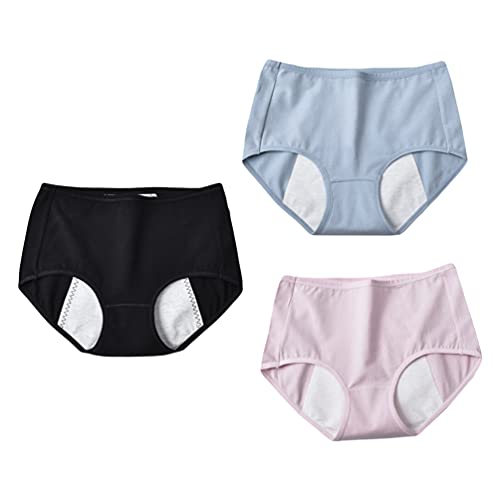 EXCEART 3Pcs Menstruação Período Calcinhas Cuecas de Algodão Das Mulheres À Prova de Vazamento- Orgâ